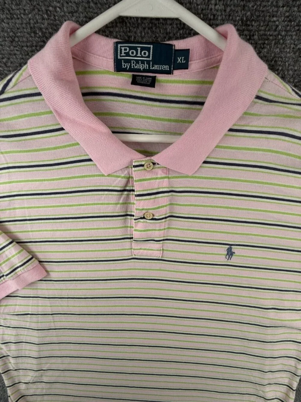 Polo Ralph Lauren Lightweight Striped Pink Green XL Polo Shirt Cotton Pony Logo